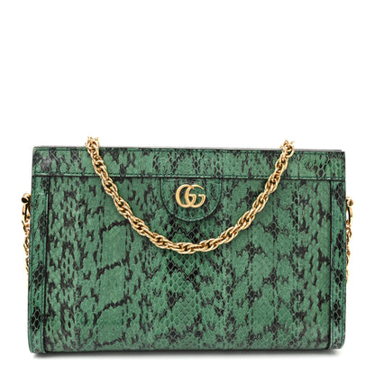 Gucci Snakeskin GG Small Ophidia Chain Shoulder Bag Green 1 of 10