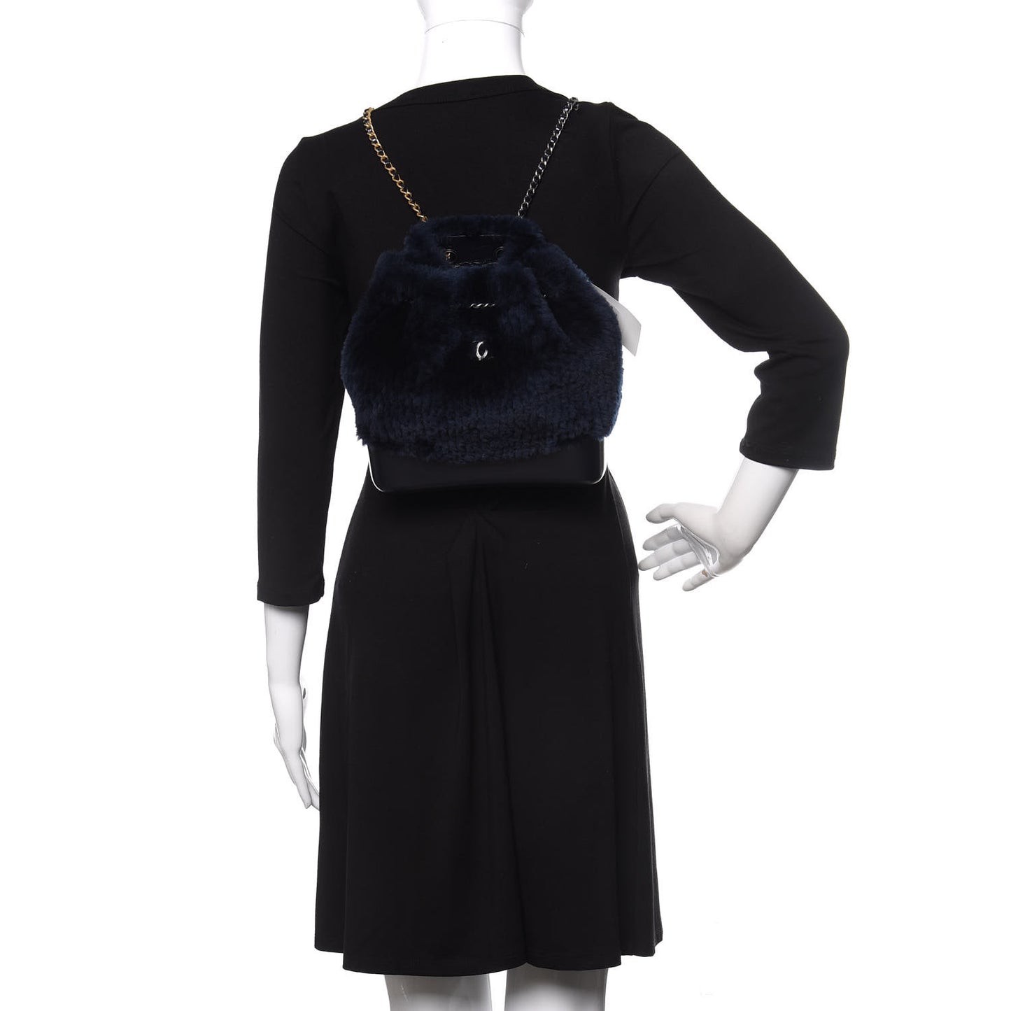 Shearling Small Gabrielle Backpack Navy