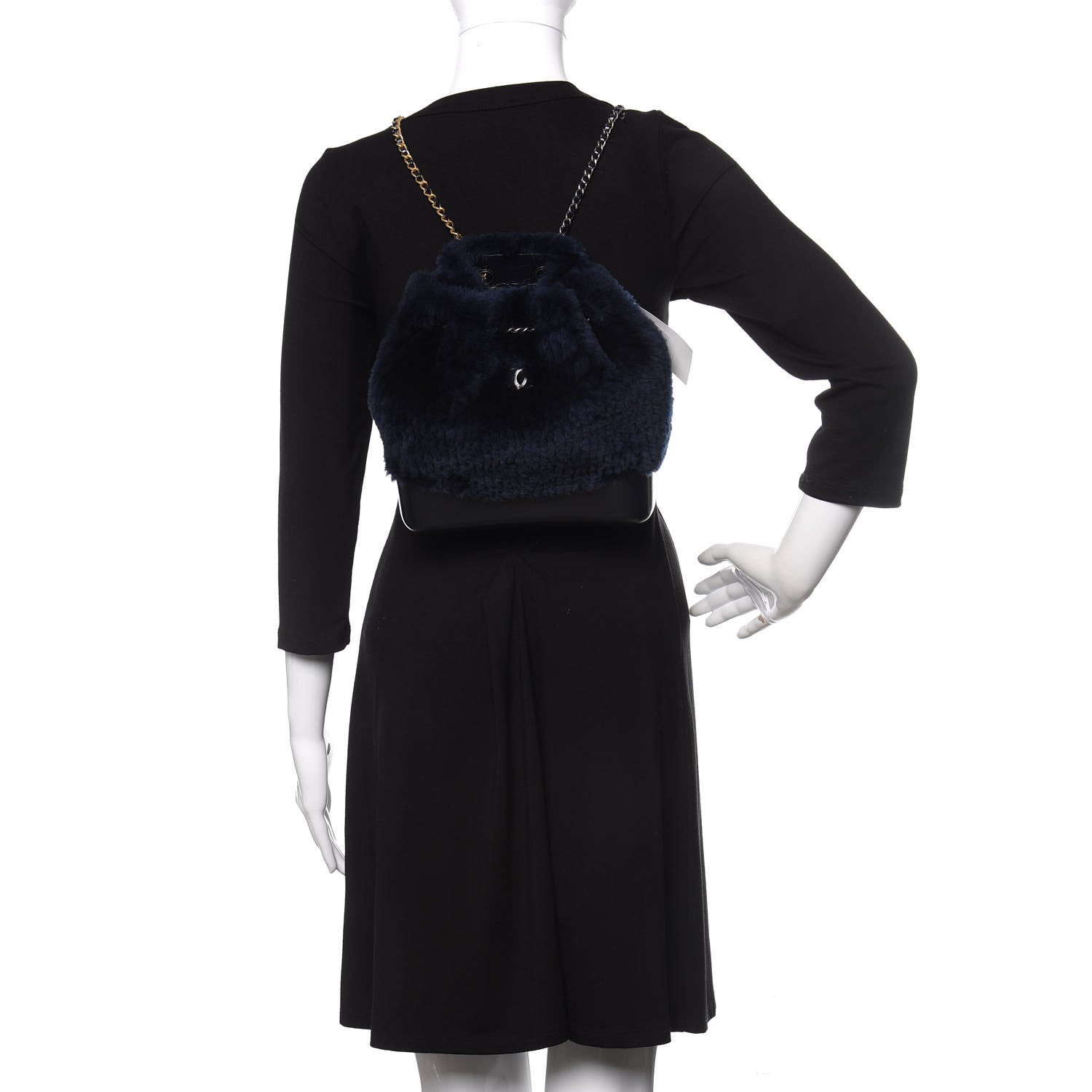 Chanel Shearling Small Gabrielle Backpack Navy 2 of 11
