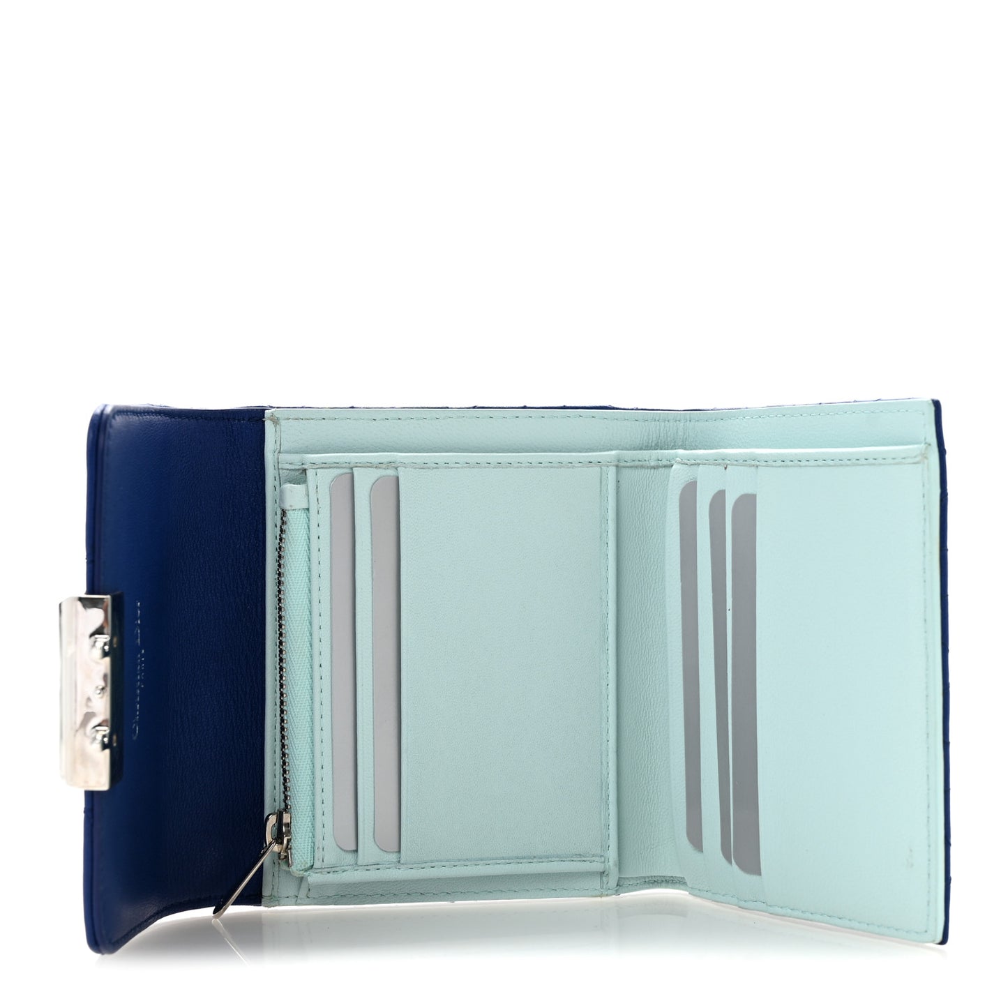 Lambskin Cannage Miss Dior Explorateur Compact Wallet  Blue