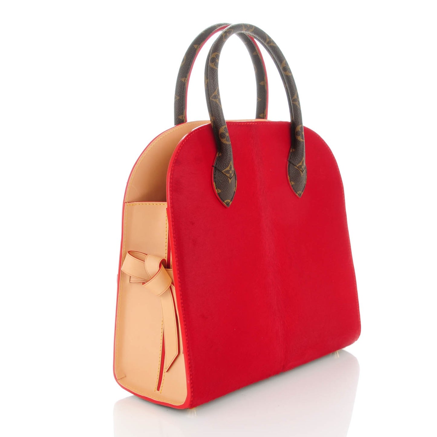 Monogram Calf Hair Spikes Iconoclasts Christian Louboutin Tote Red