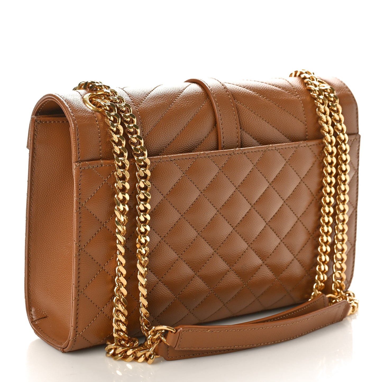 Grain De Poudre Textured Mixed Matelasse Medium Triquilt Monogram Satchel Dark Latte