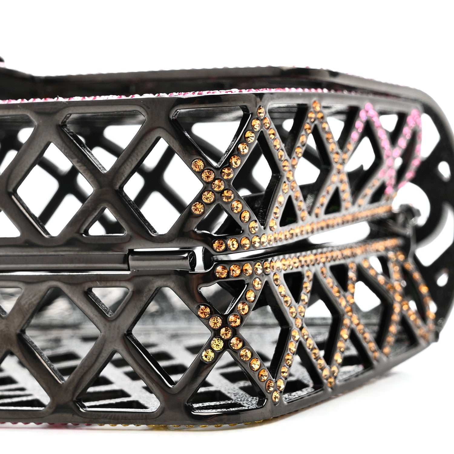 Chanel Metal Crystal Quilted Mini Evening Bag Pink Yellow Orange Light Pink 10 of 11