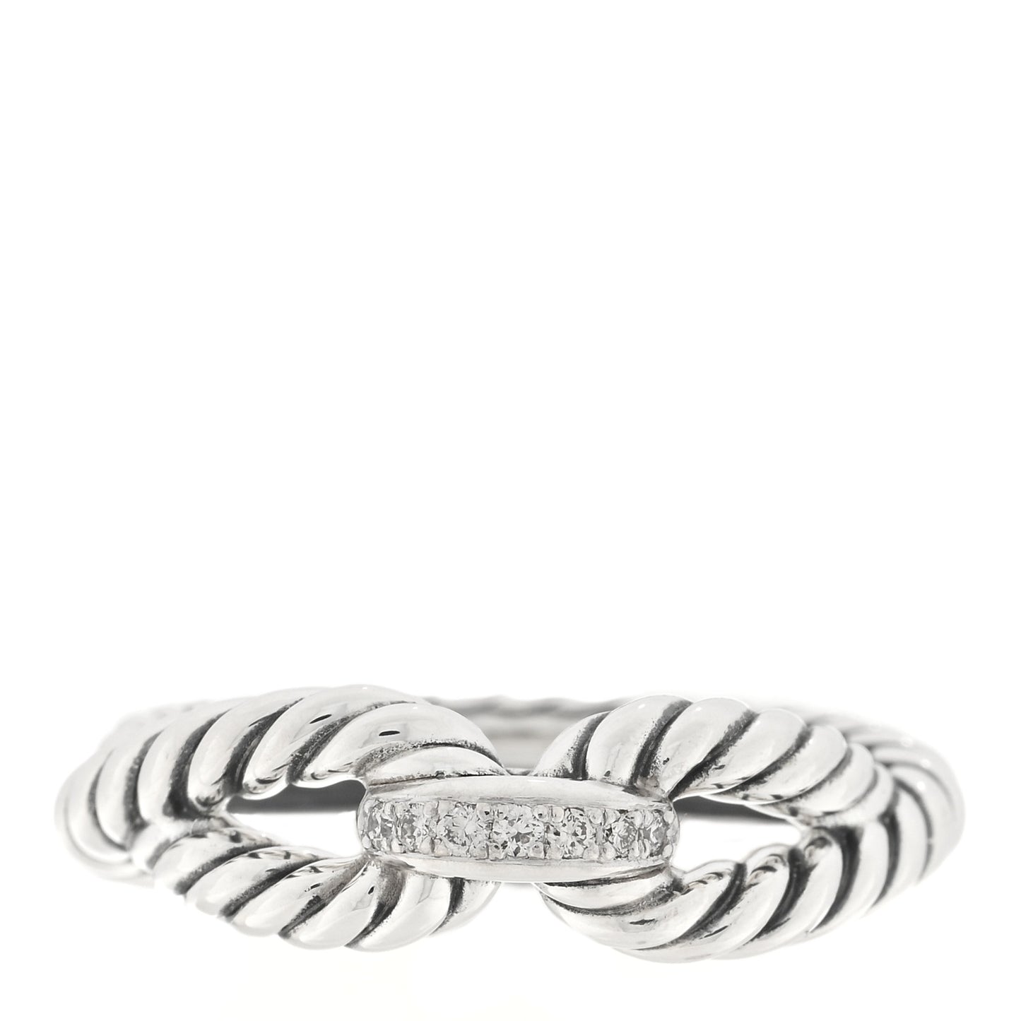 Sterling Silver Diamond Cable Loop Band Ring 53 6.5