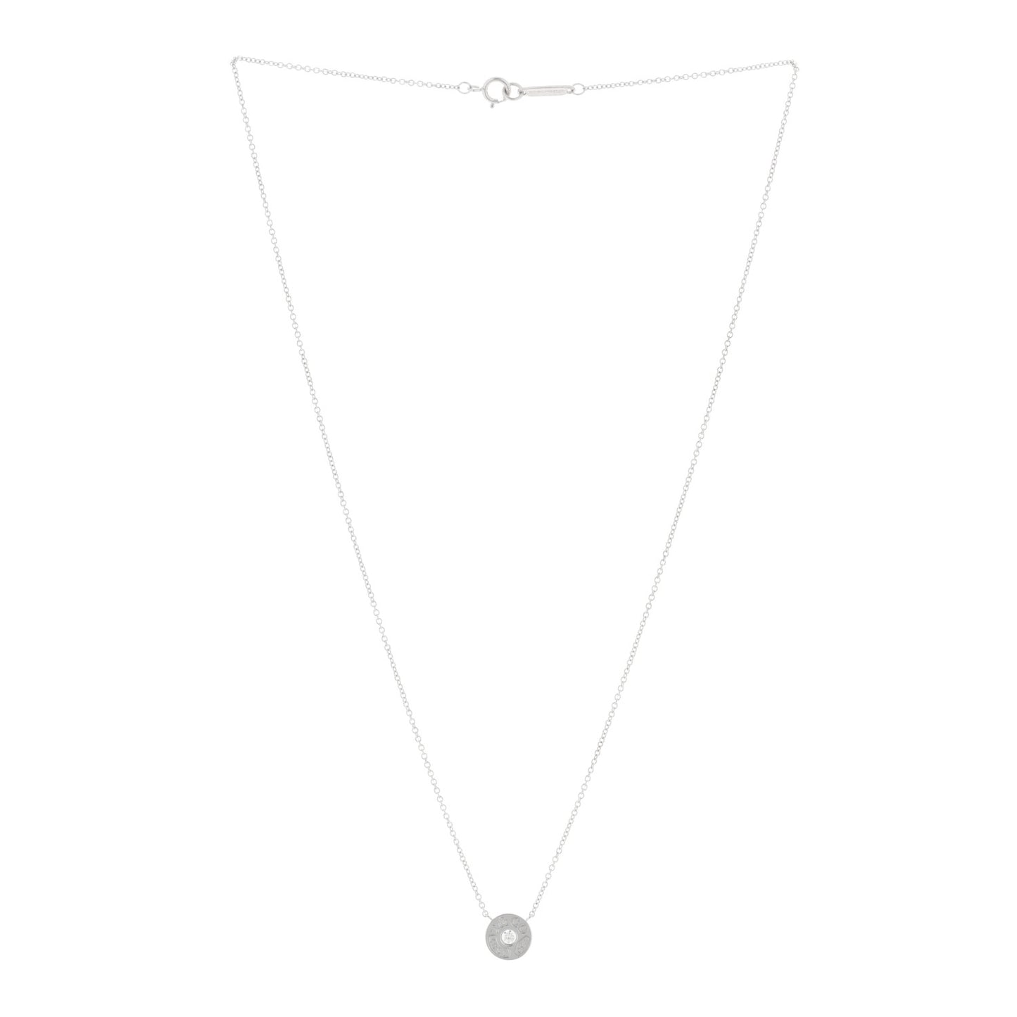 18K White Gold Diamond 1837 Circle Pendant Necklace