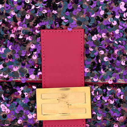 Fendi Sequin Nappa Mama Baguette Pink Multicolor 7 of 9