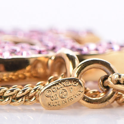 Chanel Crystal CC Necklace Pink Gold 6 of 6