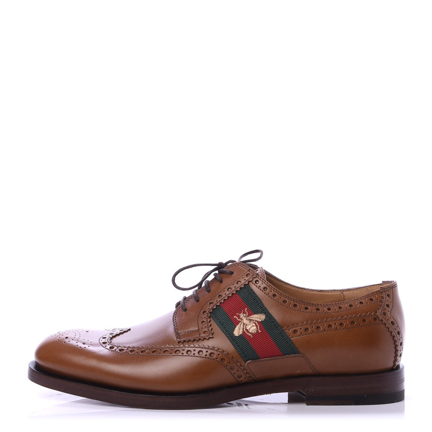 Calfskin Web Bee Embroidered Mens Lace Up Brogue Wingtip Derby Shoes 9 Cuir