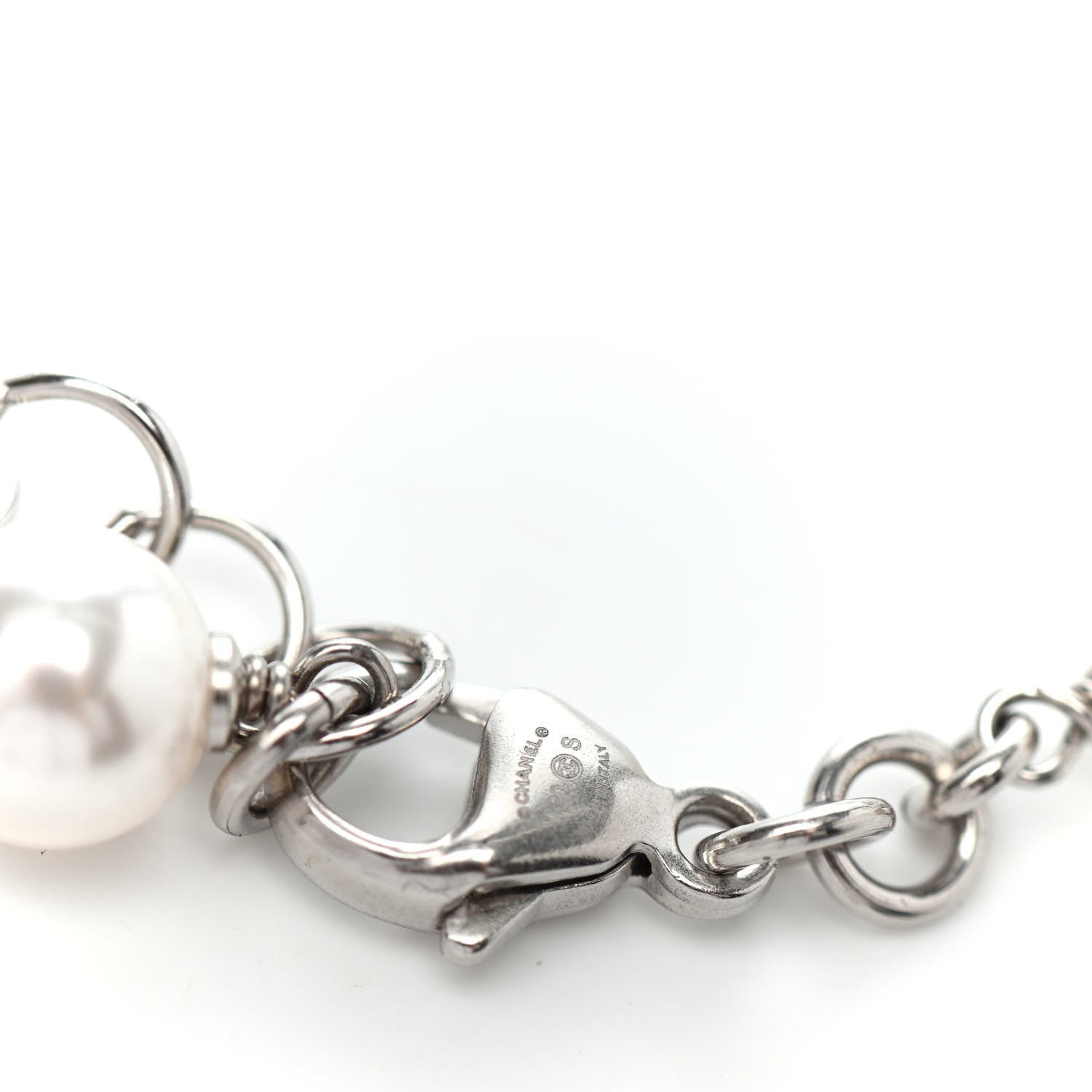 Chanel Pearl Crystal CC Bracelet Silver 3 of 3