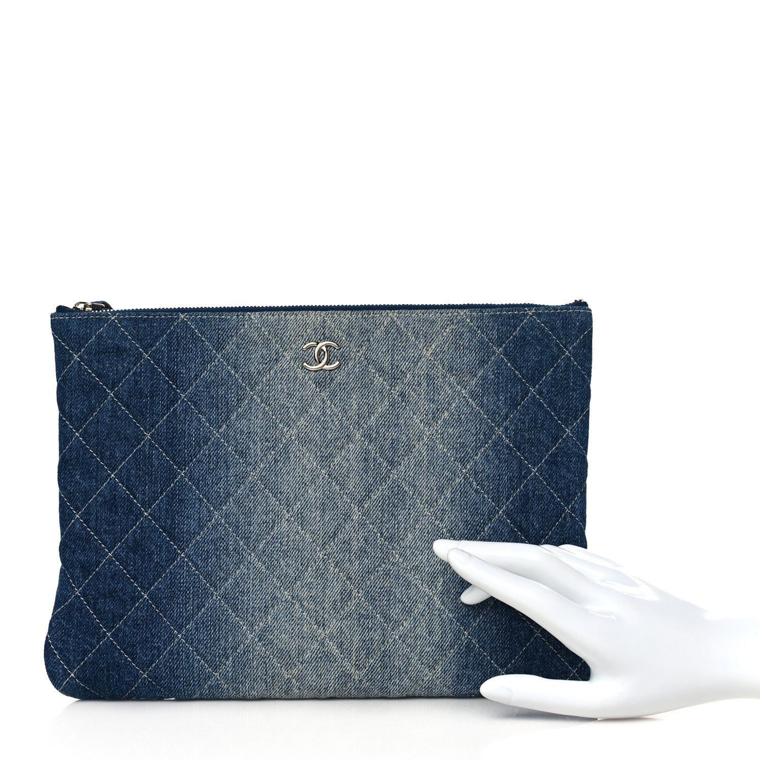 Chanel Denim Pocket Medium Cosmetic Case Blue 2 of 9