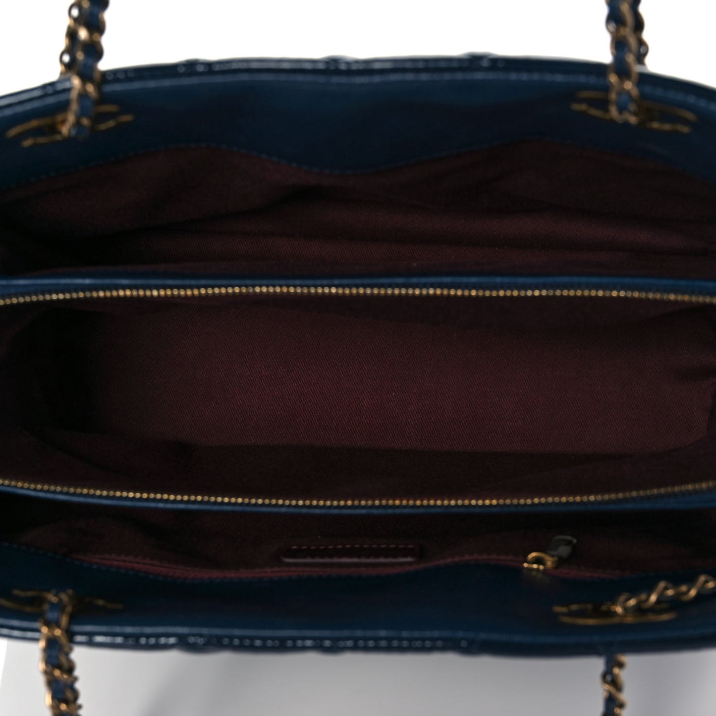 Patent Goatskin Quilted Small CC Eyelet Tote Blue