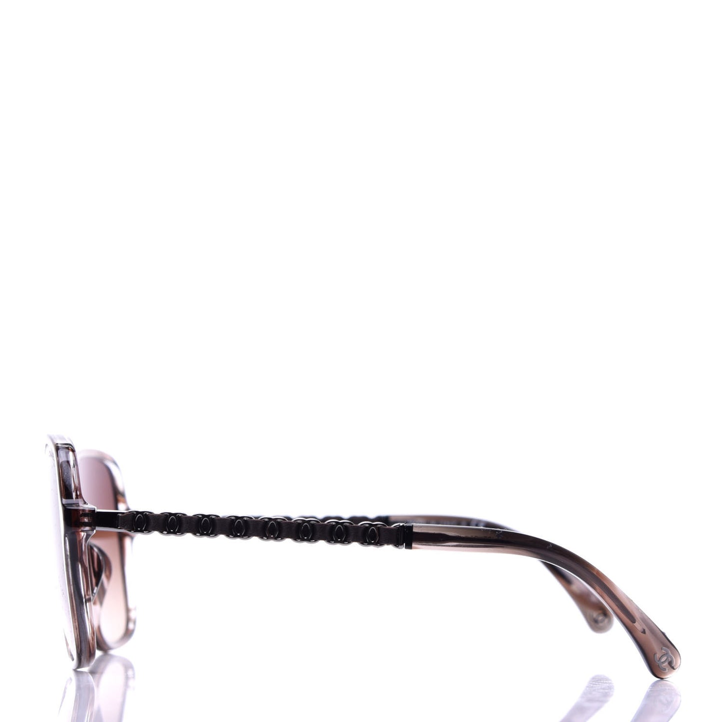 Metal Calfskin CC Chain Pilot Sunglasses 5439-Q Brown