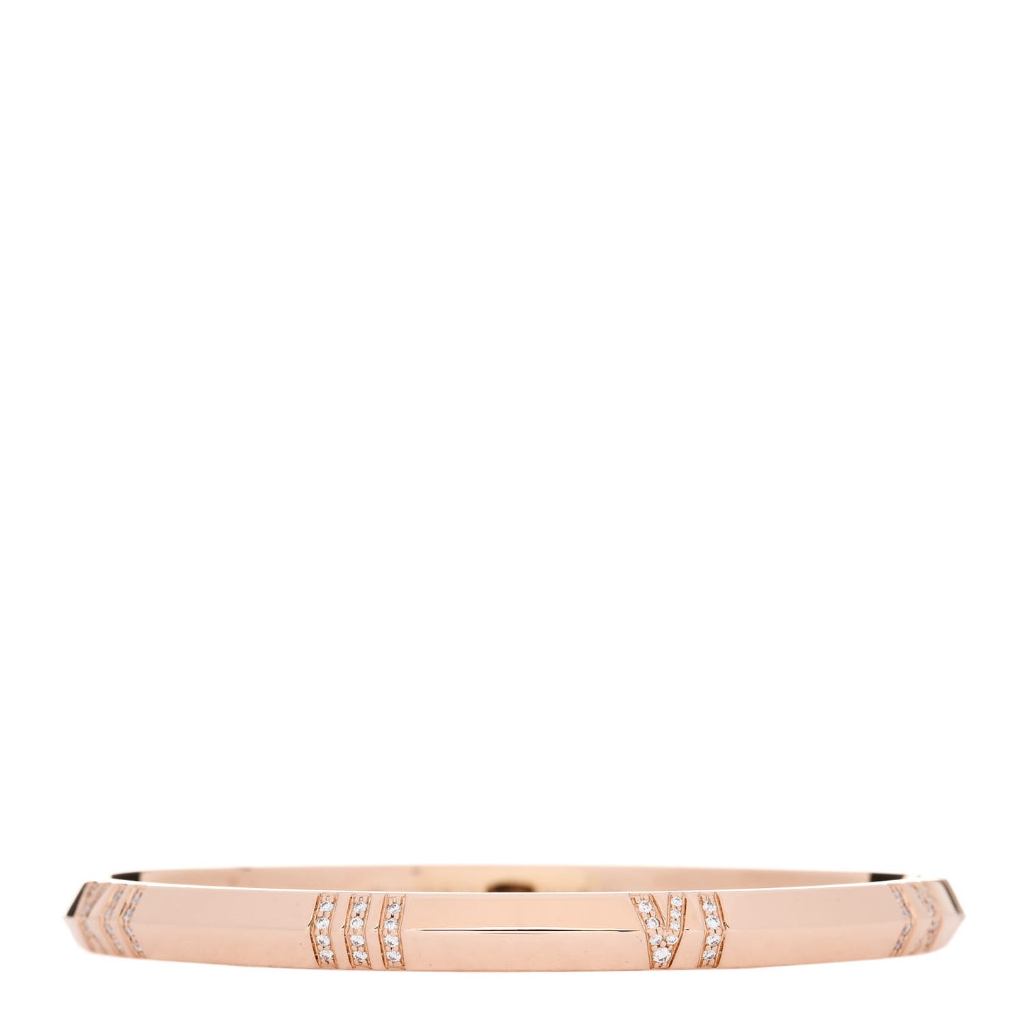 18K Rose Gold Diamond Atlas Closed Narrow Hinged Bangle Bracelet