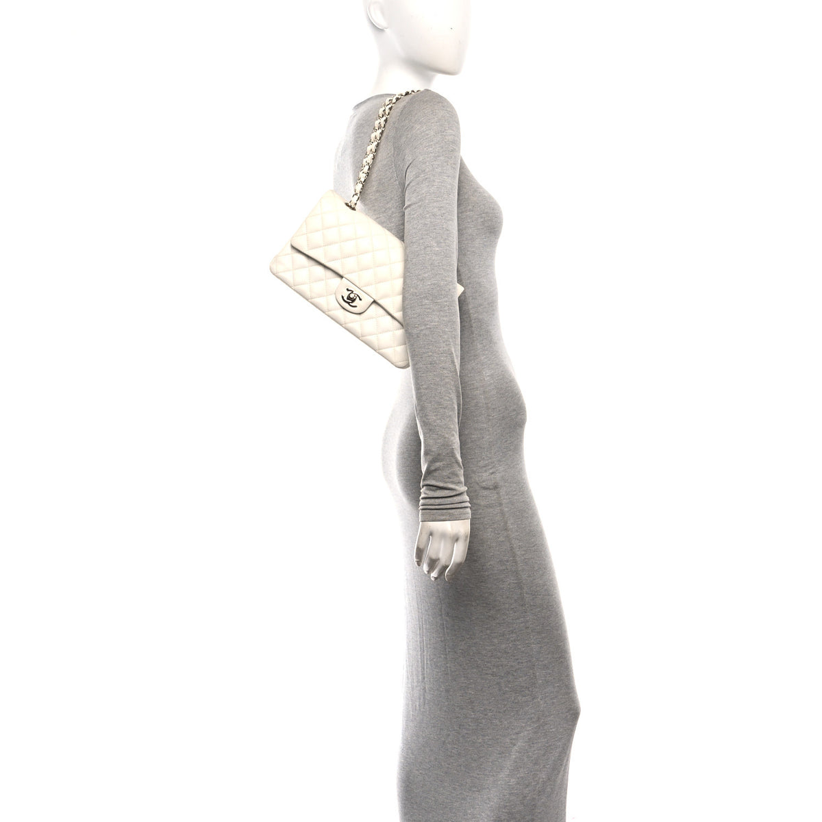Chanel Caviar Quilted Medium Double Flap White 2 of 10