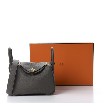 Hermes Taurillon Clemence Mini Lindy 20 Etain 10 of 10