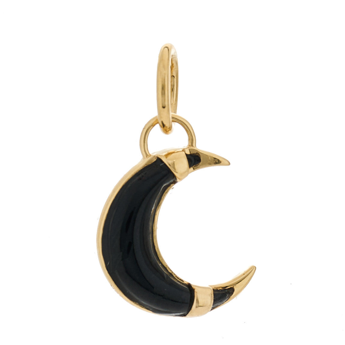 Foundrae 18K Yellow Gold Black Onyx Small Water Astrology Crescent Medallion Pendant 3 of 5