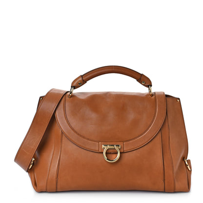 Salvatore Ferragamo Calfskin Suzanna Gancini Satchel Brown 1 of 13