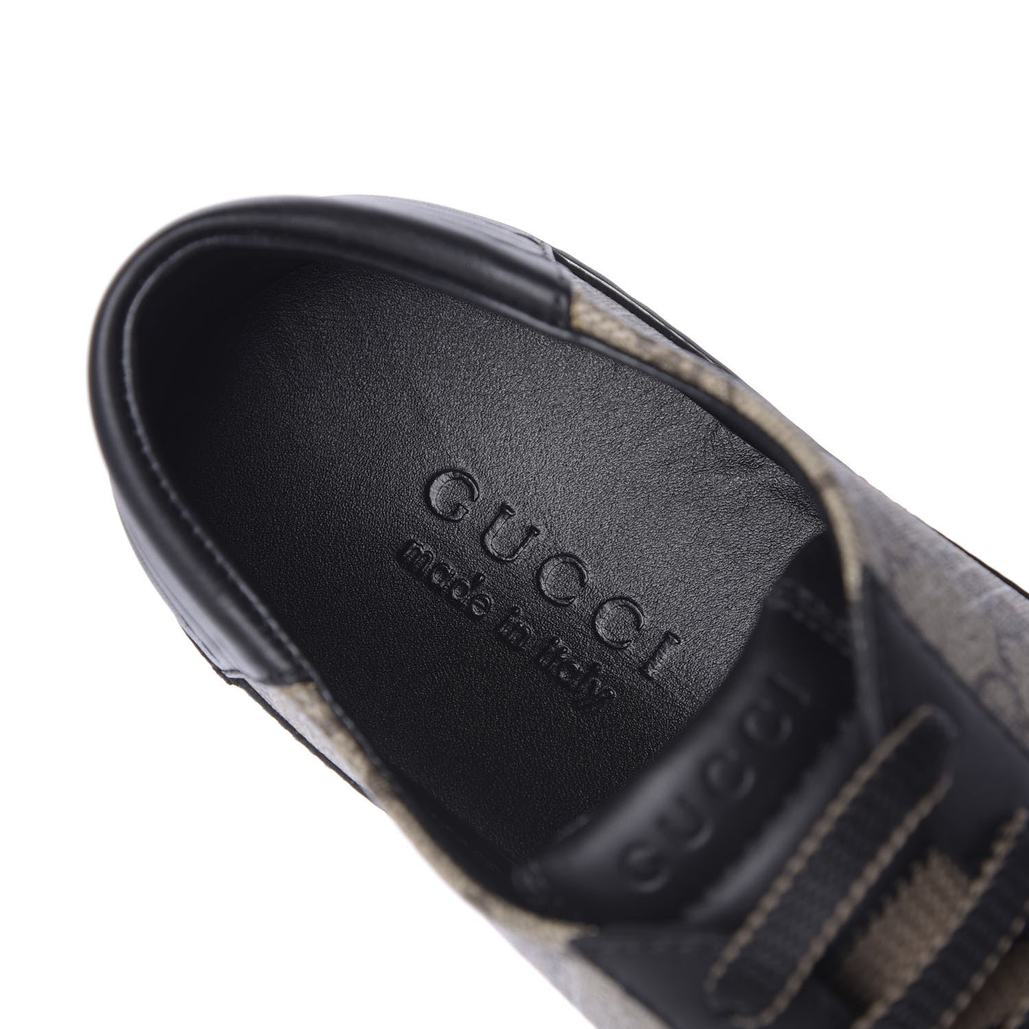 Gucci GG Supreme Monogram Mens Low Top Sneakers 8 Black Beige Ebony 8 of 11