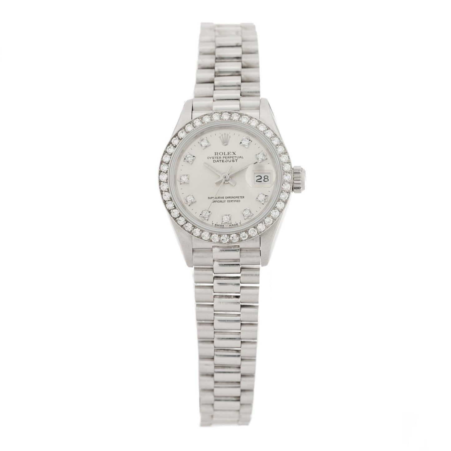 Platinum Diamond 26mm Datejust Watch Silver 69136
