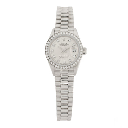 Rolex Platinum Diamond 26mm Datejust Watch Silver 69136 1 of 4