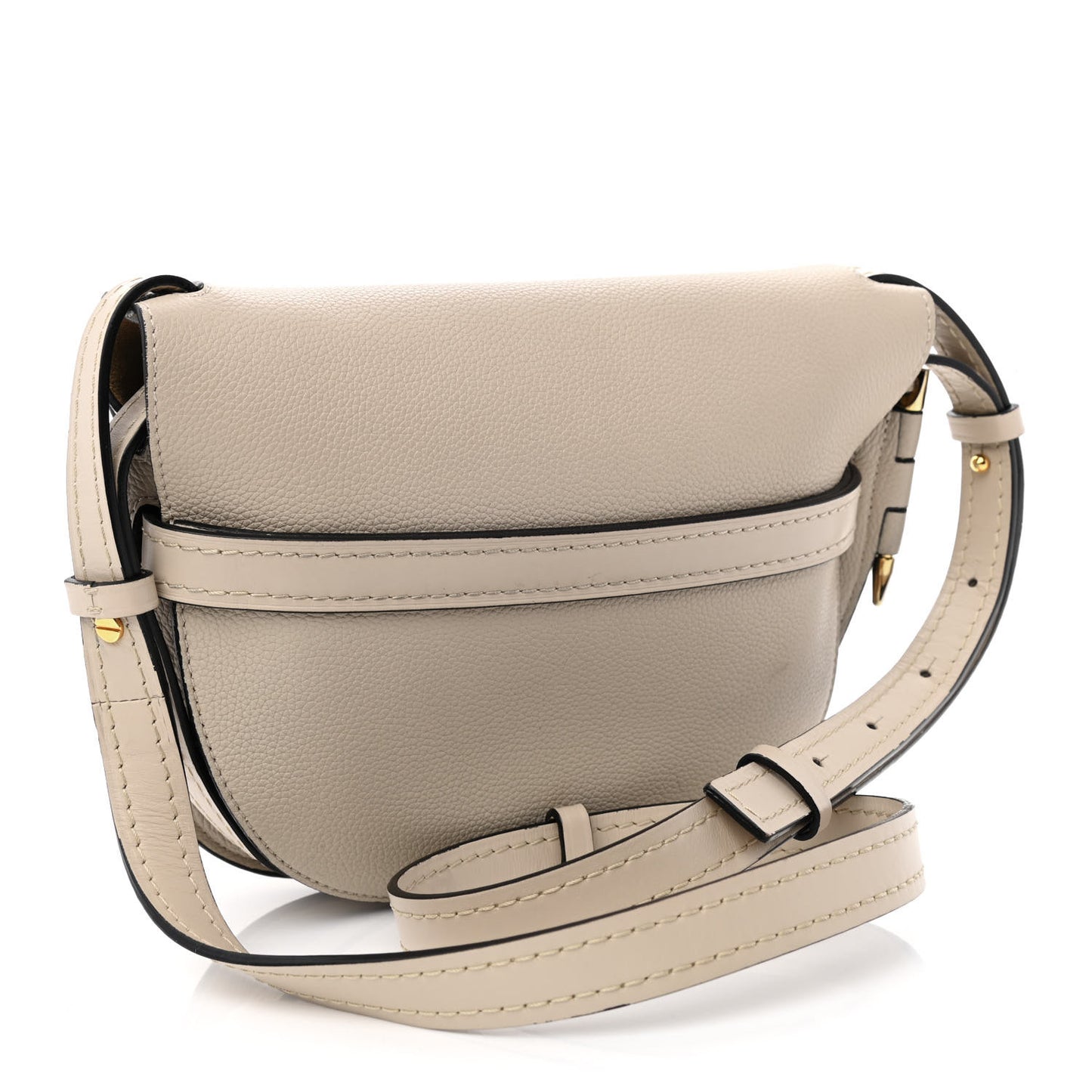 Grained Calfskin Small Gate Crossbody Bag Light Oat