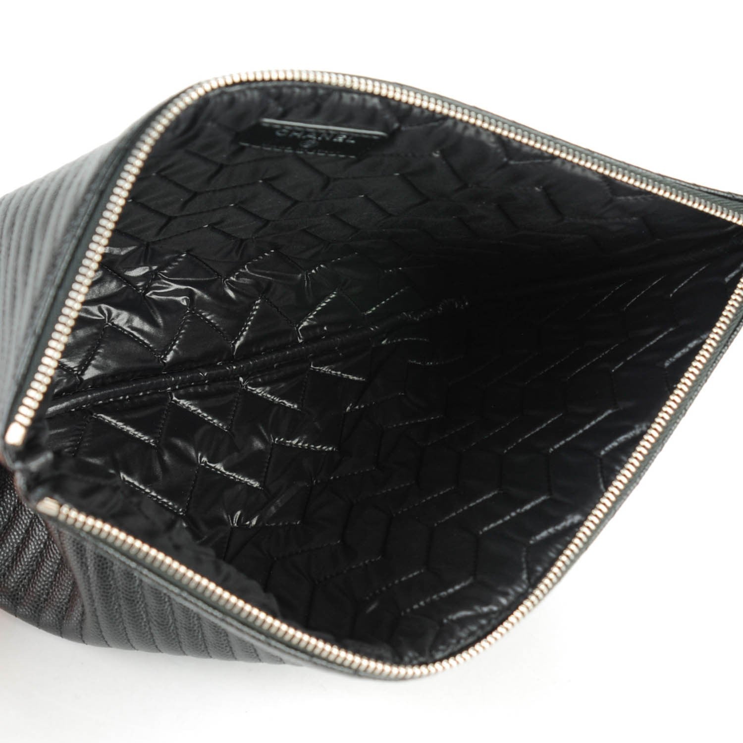 Chanel Caviar Chevron Quilted Medium Cosmetic Case Black 5 of 7