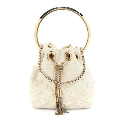 Jimmy Choo Goatskin Micro Star Studded Bon Bon Bucket Bag White 1 of 10