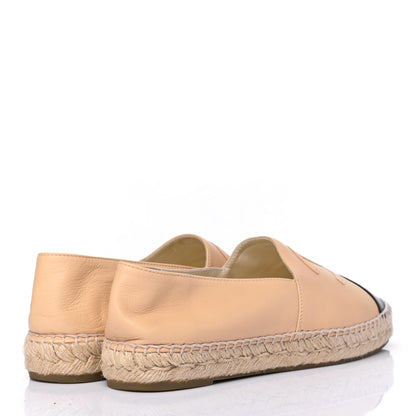 Chanel Lambskin CC Espadrilles 40 Beige Black 3 of 4
