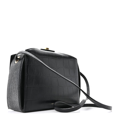 Alexander McQueen Calfskin Crocodile Embossed Box Shoulder Bag 19 Black 3 of 9