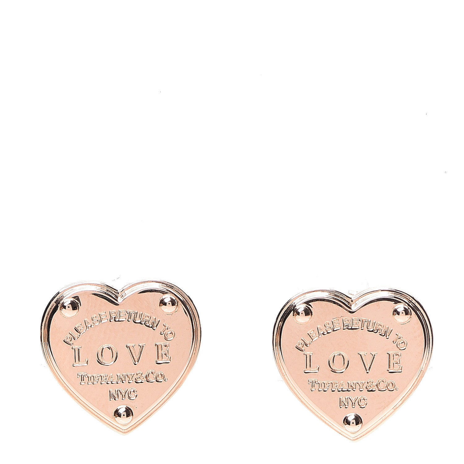 Tiffany 18K Rose Gold Return To Love Heart Earrings 1 of 5