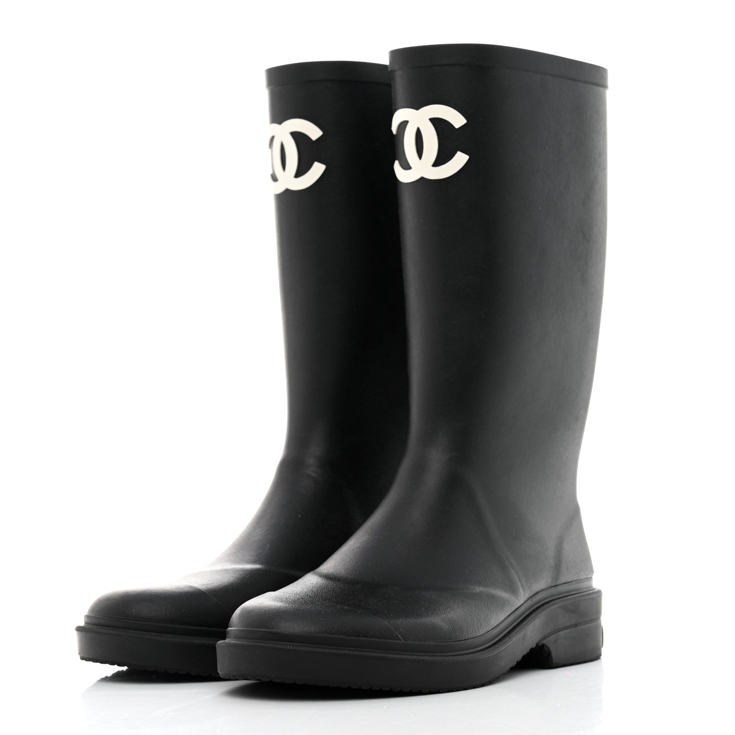 Chanel Caoutchouk CC High Boots 38 Black 3 of 8