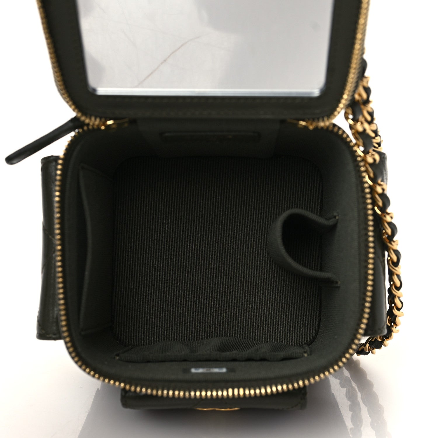 Chanel Lambskin Quilted Polly Pocket Top Vanity With Chain Khaki 4 of 11