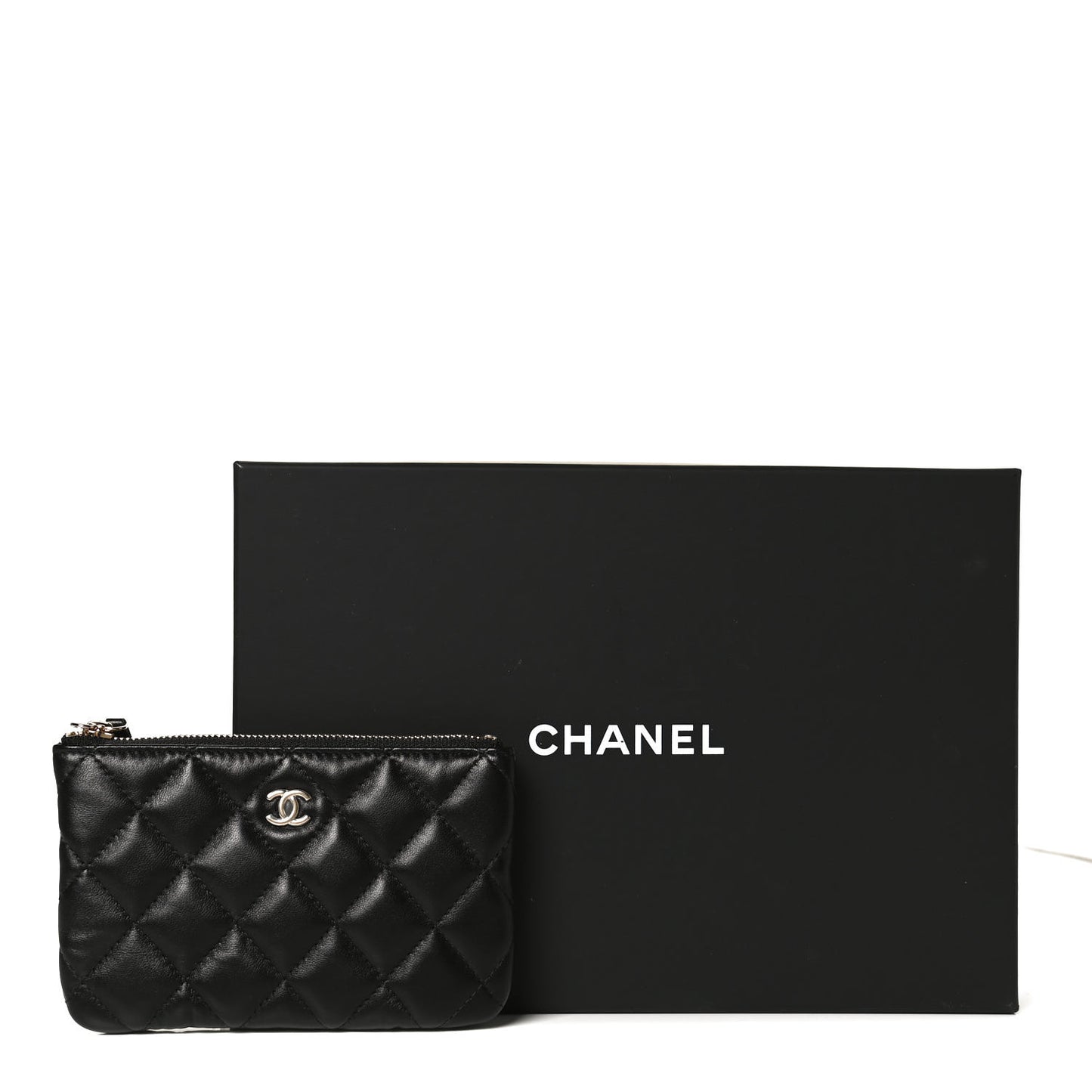 Lambskin Quilted Small No. 5 Cosmetic Case Black