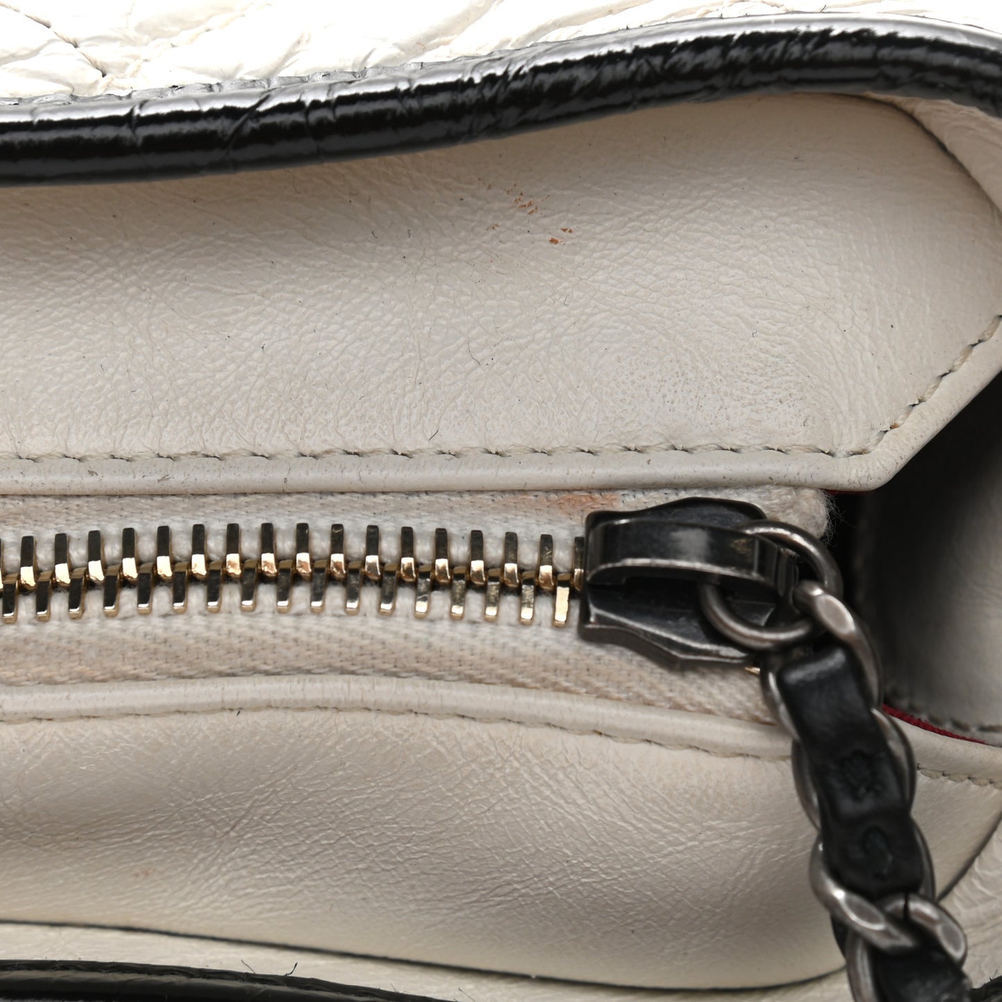 Aged Calfskin Quilted Small Gabrielle Hobo Black White