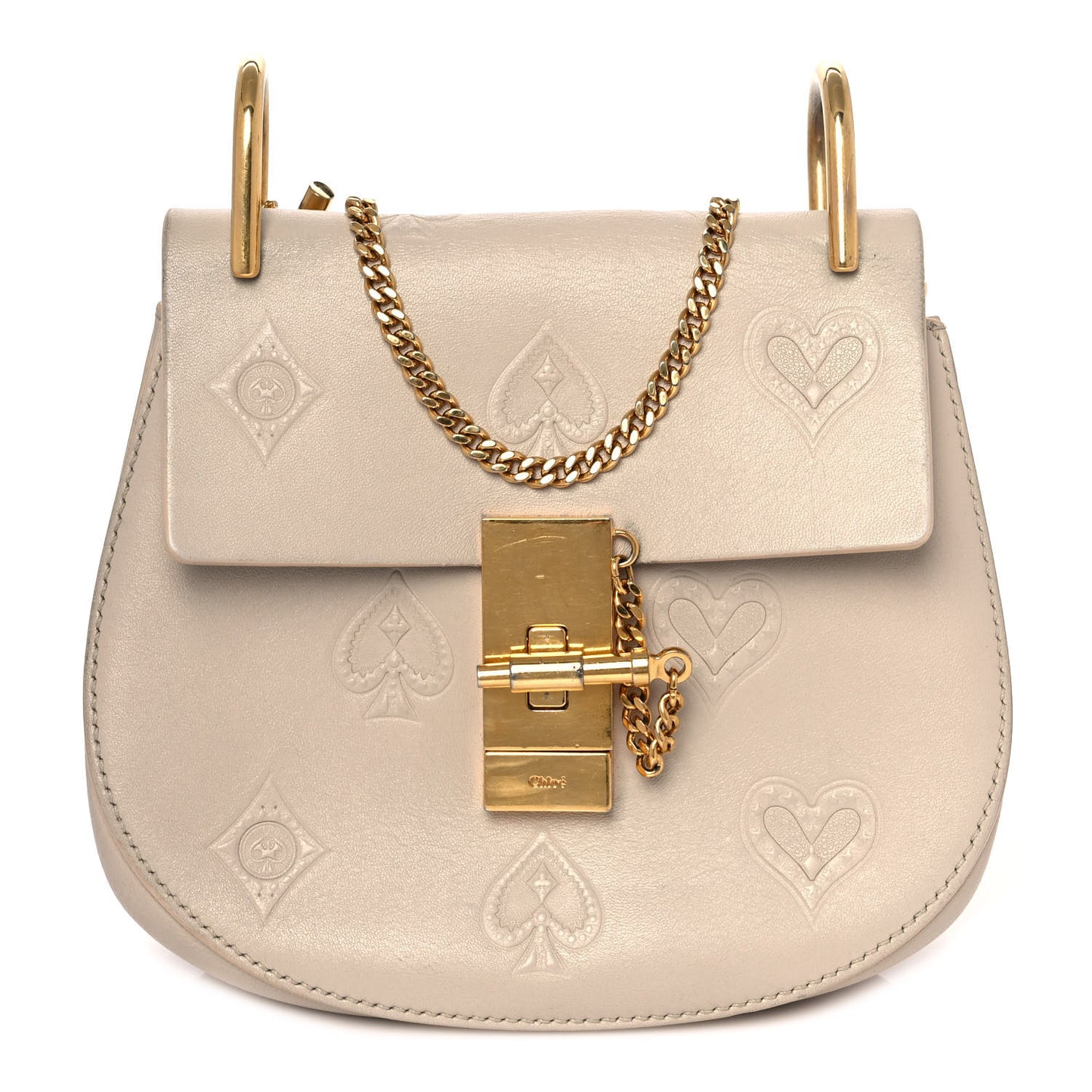 Calfskin Embossed Small Drew Shoulder Bag Abstract White