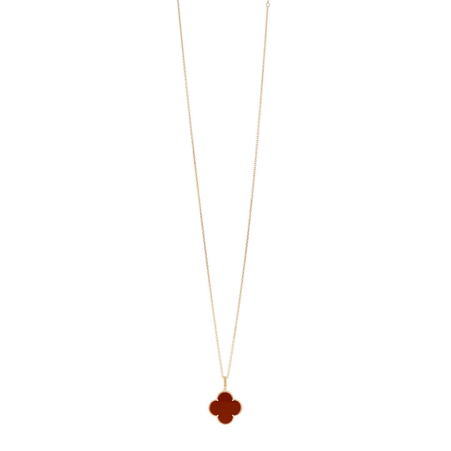 18K Yellow Gold Carnelian Magic Alhambra Long Necklace