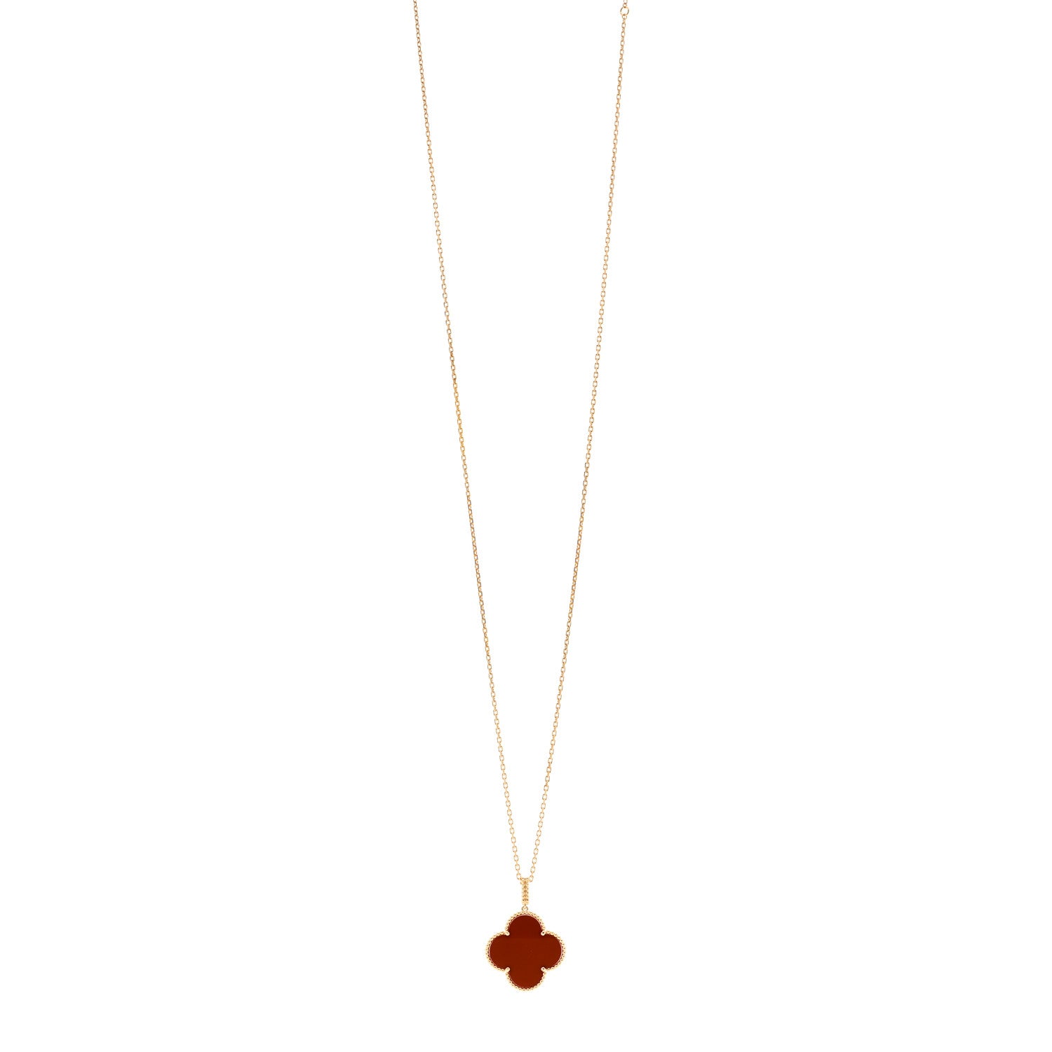 Van Cleef & Arpels 18K Yellow Gold Carnelian Magic Alhambra Long Necklace 1 of 6