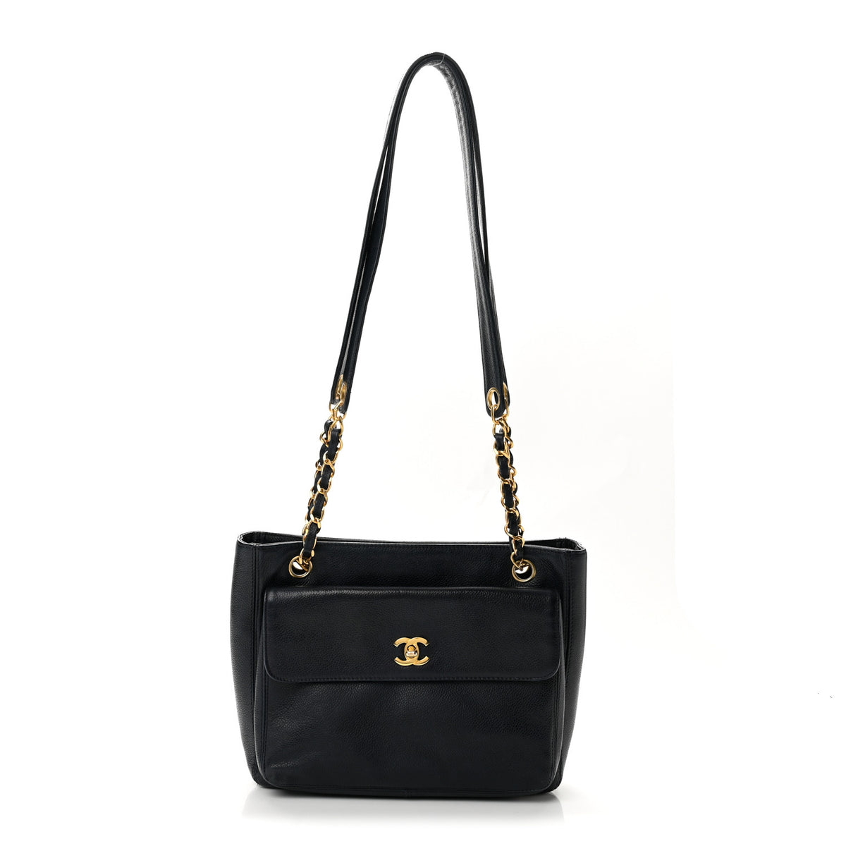 Caviar Flap CC Shoulder Bag Navy