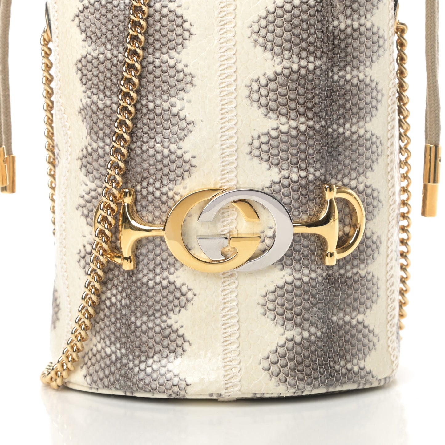 Snakeskin Mini Zumi Bucket Bag Grey