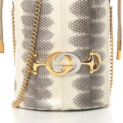 Gucci Snakeskin Mini Zumi Bucket Bag Grey 8 of 11