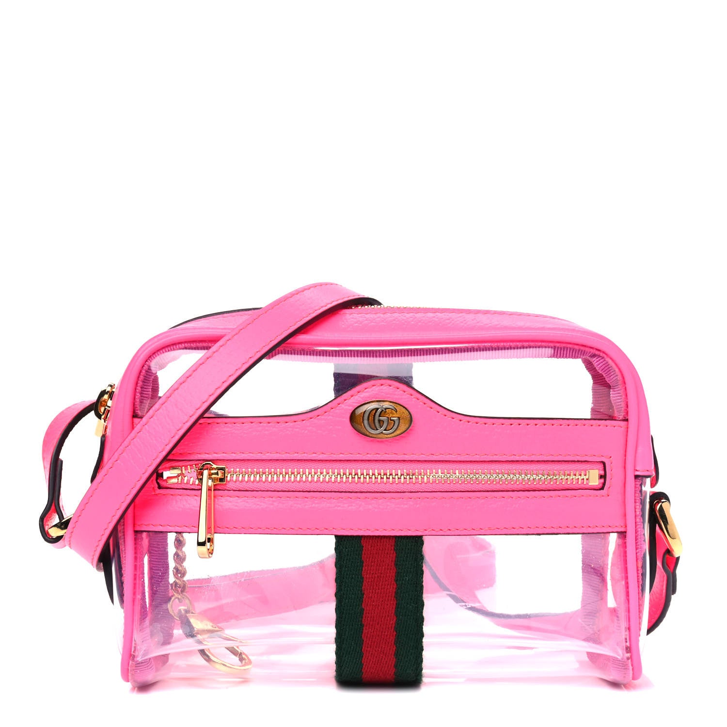 Gucci Vinyl Web Mini Ophidia Transparent Shoulder Bag Fluorescent Fuchsia 1 of 5