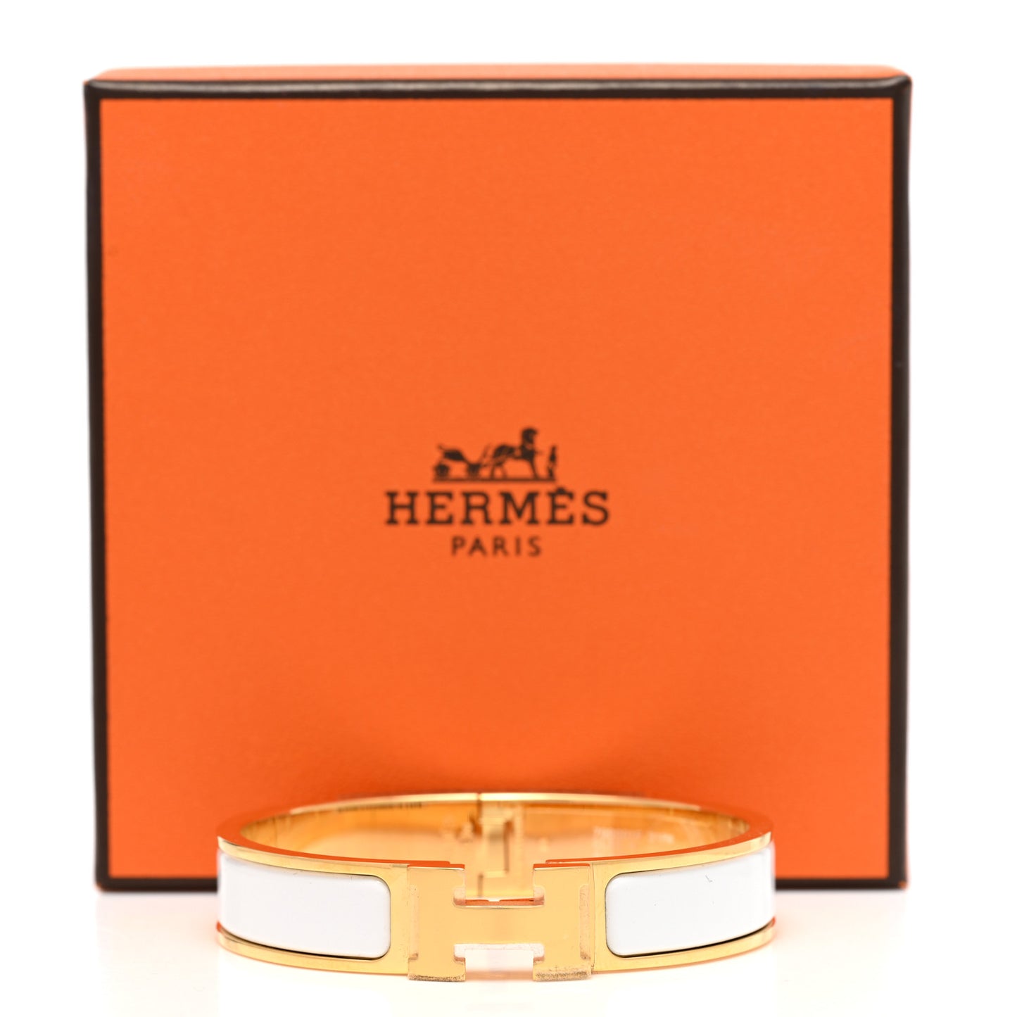 Enamel Narrow Clic Clac H Bracelet PM White