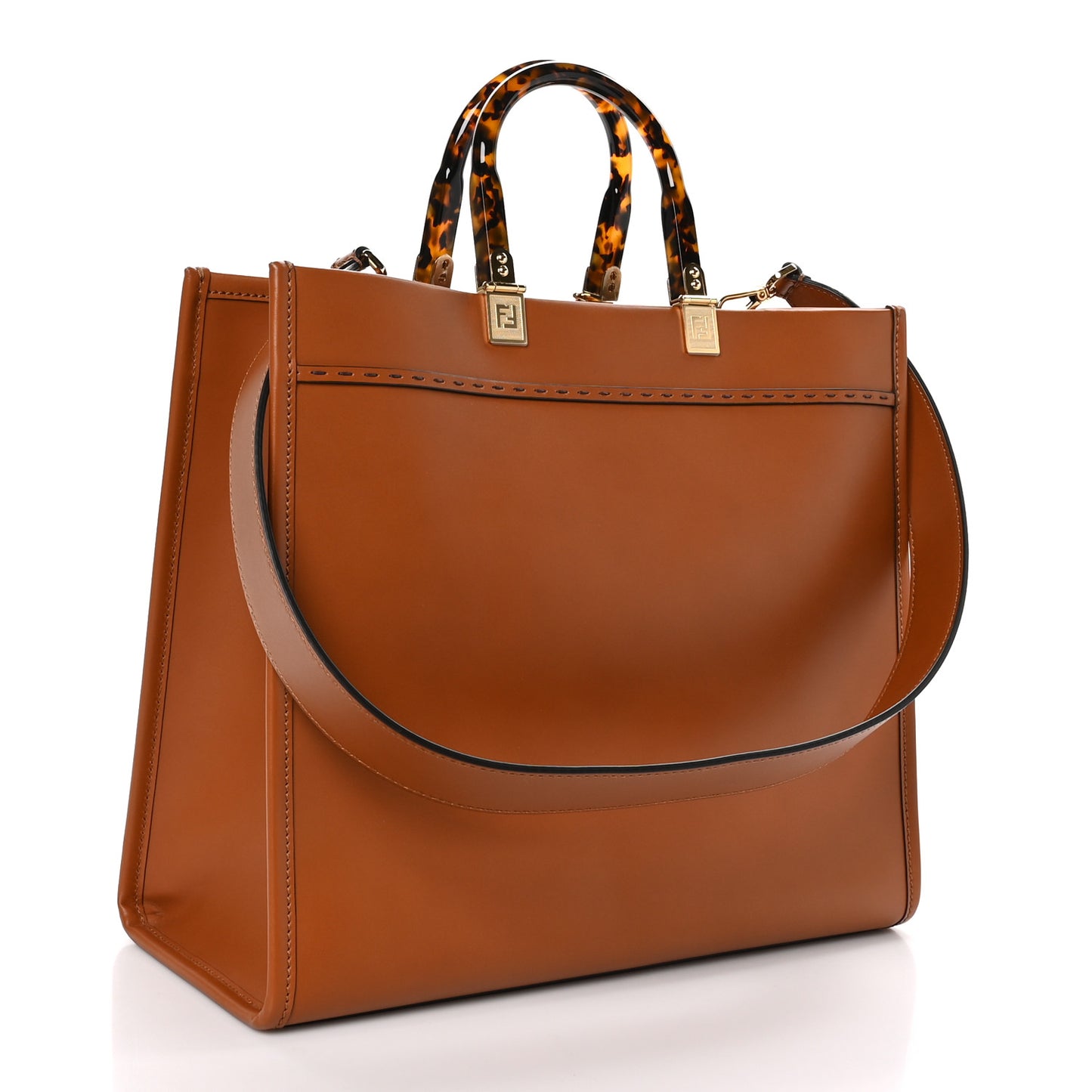 Vitello King Plexiglass Medium Fendi Sunshine Shopper Tote Cuoio