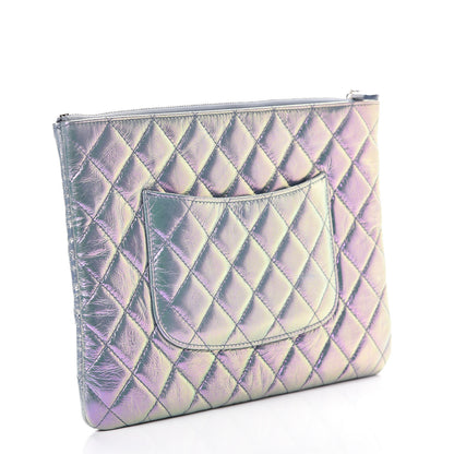 Chanel Iridescent Crumpled Calfskin CC Ripples Medium Cosmetic Case Purple 2 of 7