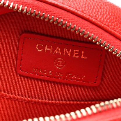 Chanel Caviar Quilted Round Clutch With Chain Red 6 of 10