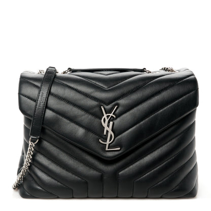 Saint Laurent Calfskin Y Quilted Monogram Medium Loulou Chain Satchel Black 1 of 11