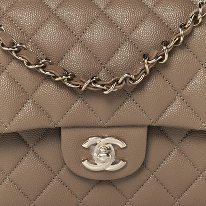 Chanel Caviar Quilted Medium Double Flap Dark Beige 9 of 12
