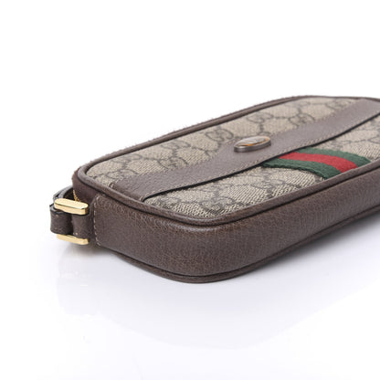Gucci GG Supreme Monogram Ophidia Phone Case Wristlet Brown 6 of 9