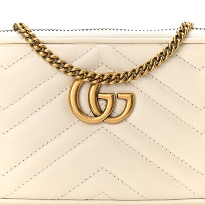 Gucci Calfskin Matelasse Mini GG Marmont Chain Crossbody Bag White 8 of 10