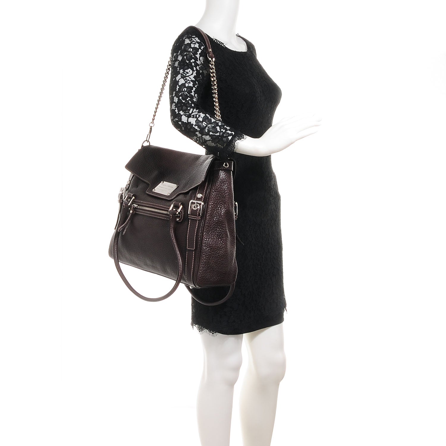 Dolce & Gabbana Grained Calfskin Large Easy Way Flap Tote Brown 2 of 8
